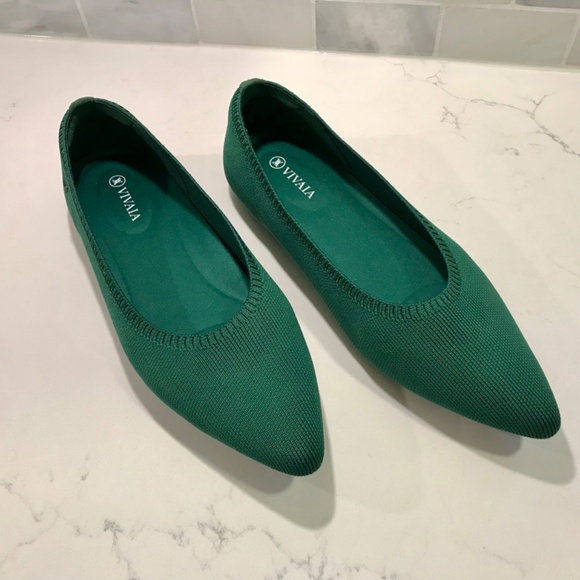 VIVAIA “ARIA 5” POINTED-TOE BALLET FLAT FOREST GREEN SIZE EU40 NWOT - Picture 7 of 8